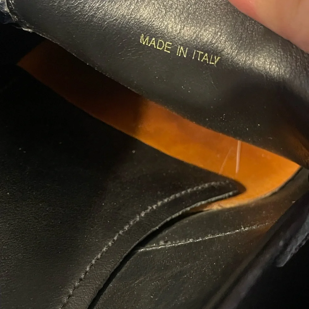 LUXURY‎ PRADA LOGO BUSINESS SHOES 4D2793 BLACK LEATHER, Size 9, EUC, W/COA
